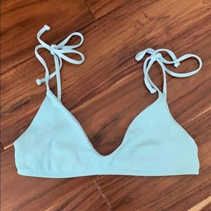L*Space swim ribbed light blue bikini top Small